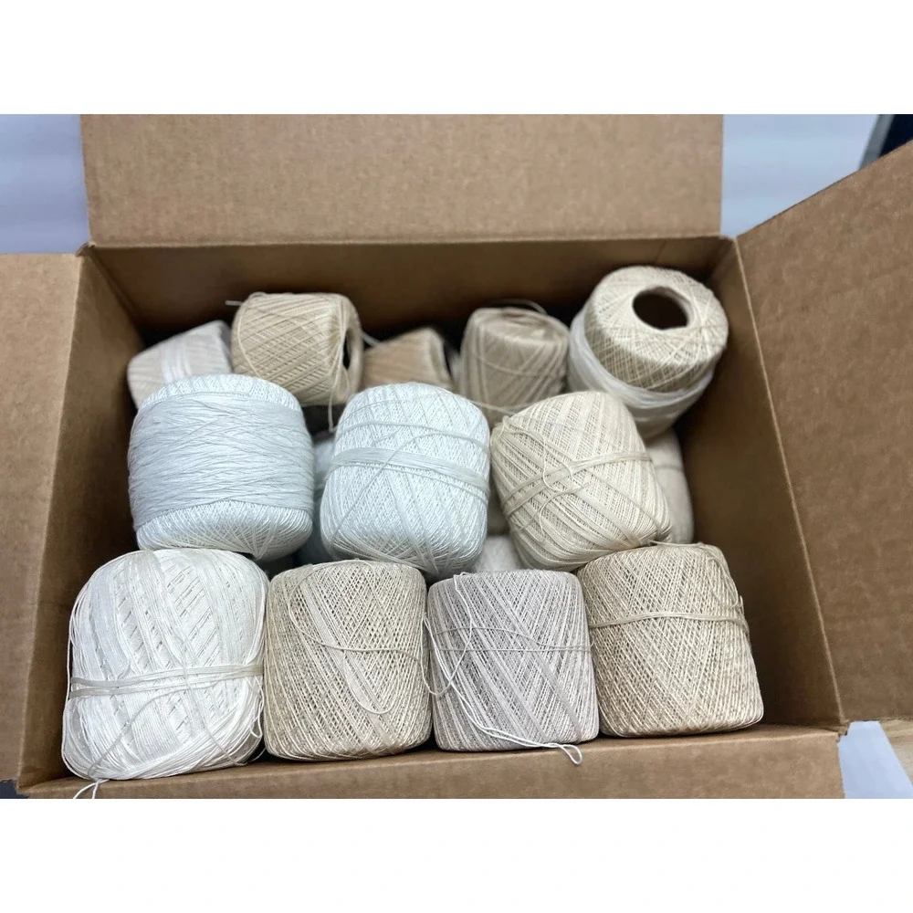 Lot of Polyester Crochet Thread White Cream Beige Assorted Shades Yarn Craft